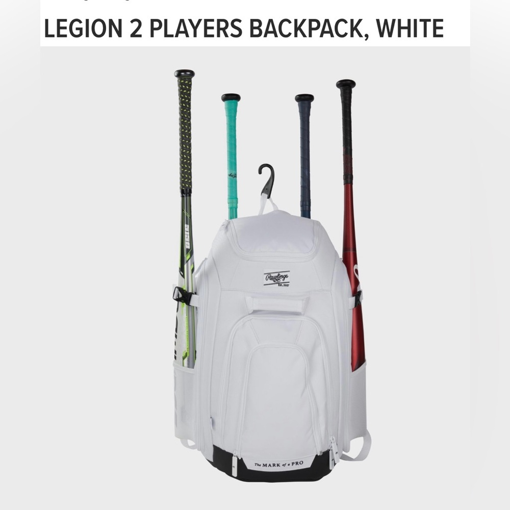 Rawlings White Baseball Backpack with Black Accents